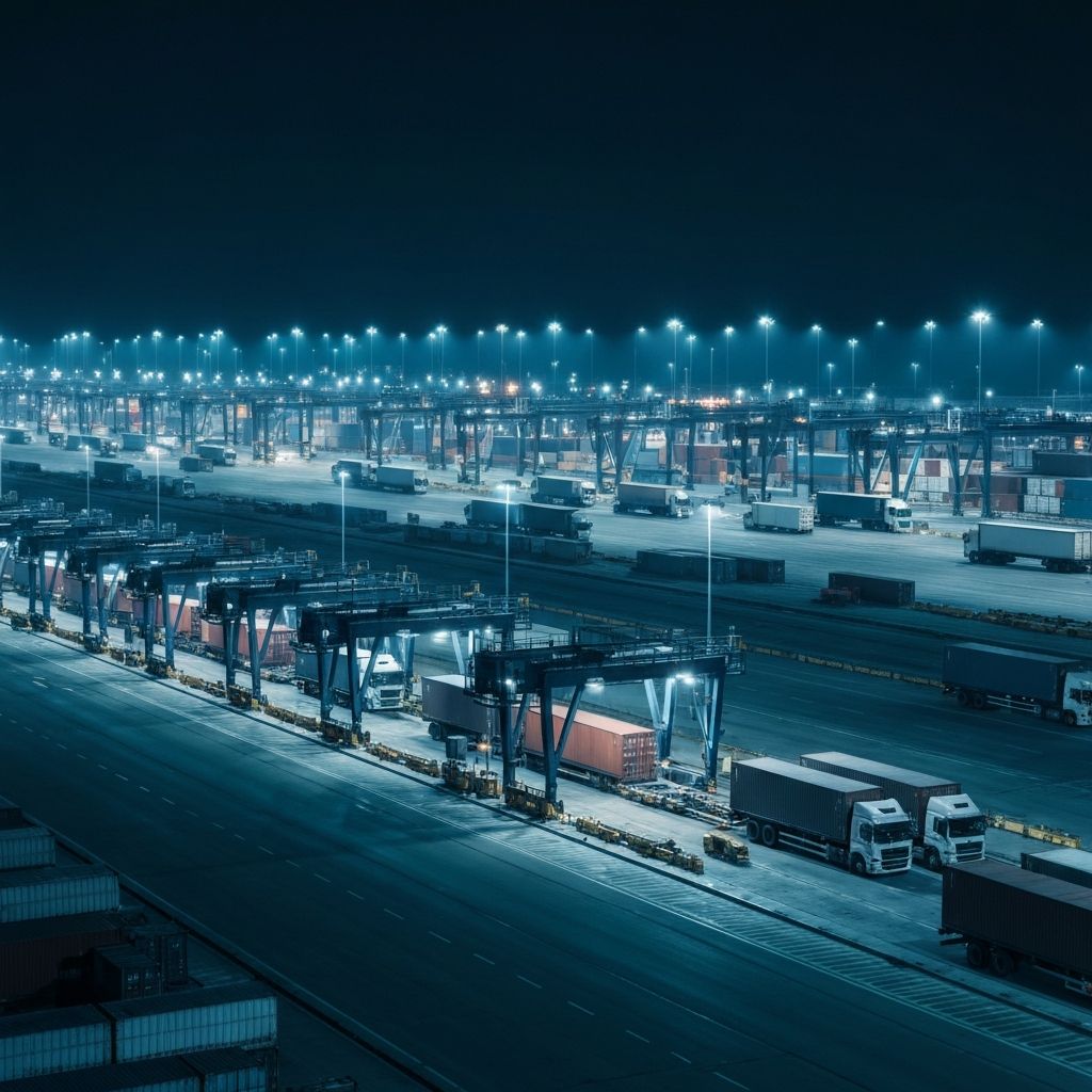 Logistik Hub bei Nacht