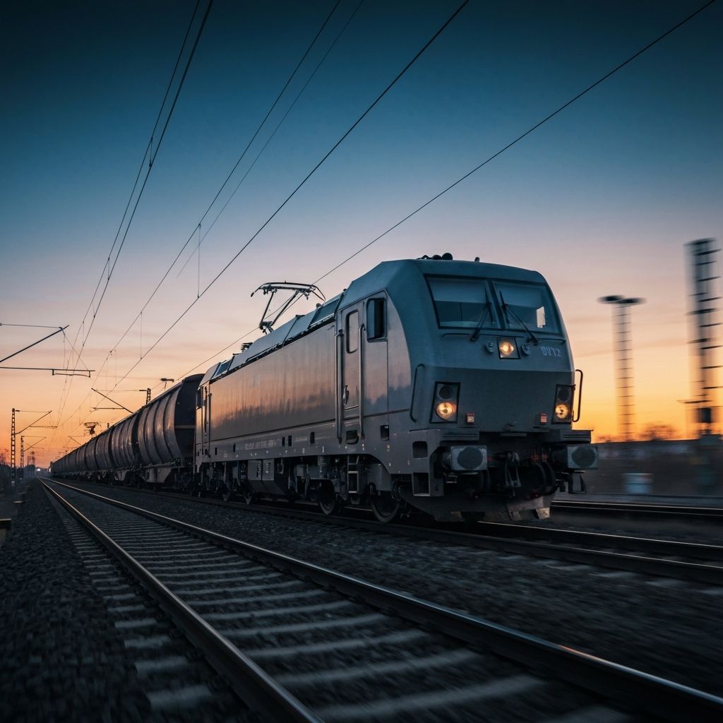 Moderne Lokomotive auf Gleisen